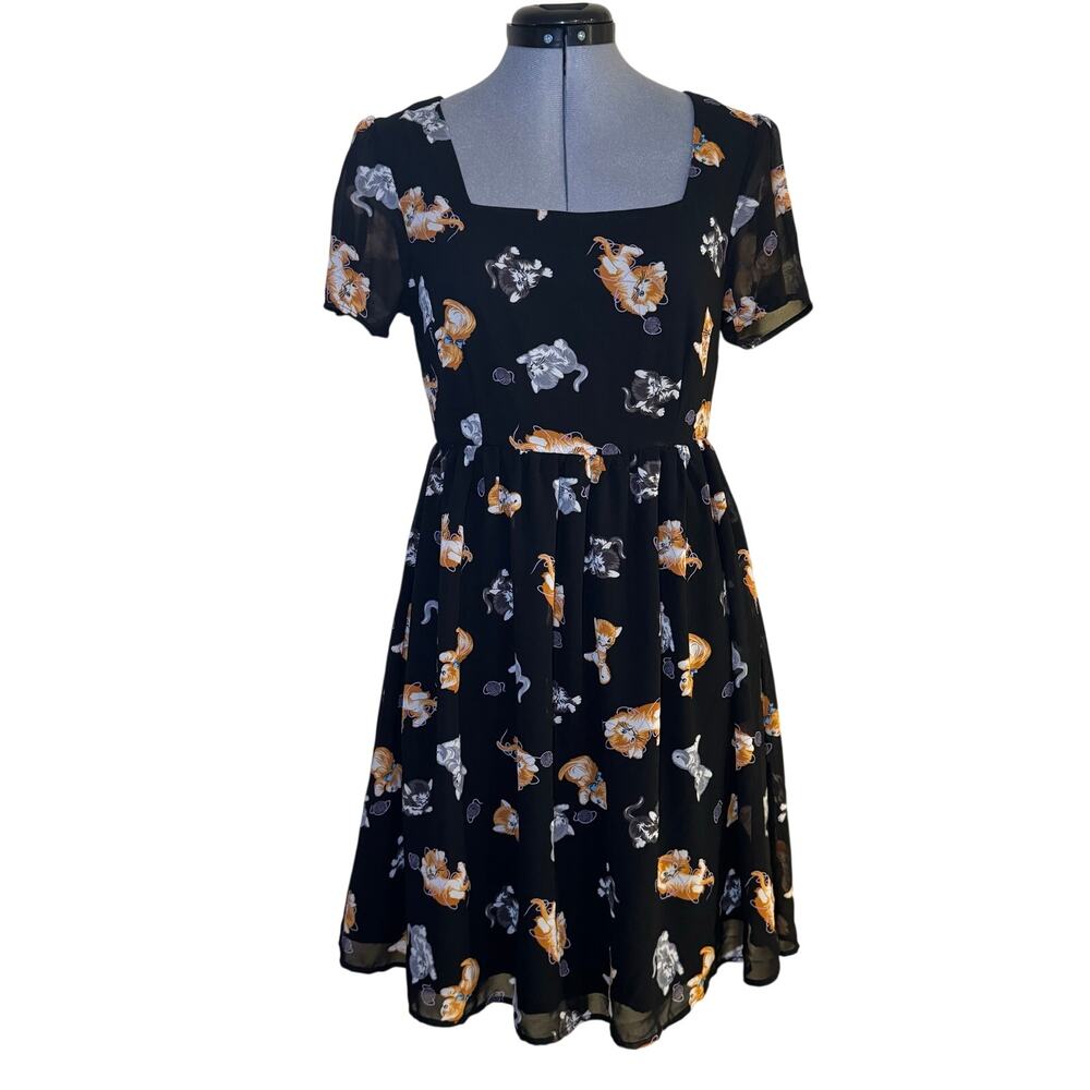 DANGERFIELD kitschy kitten cat print dress US SZ 4